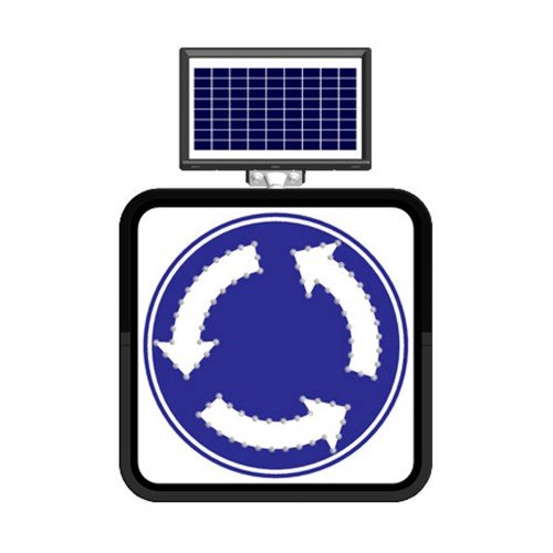 Solar Flaşörlü Ledli Trafik Levhasi (60X60Cm) Dönel Kavşak