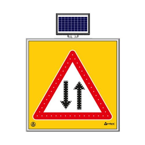 Solar Ledli Yol Bakim Levhasi (100X100Cm) Çift Yön