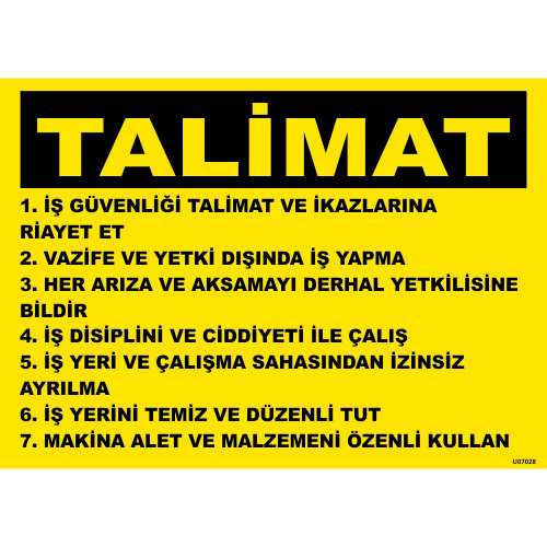 Talimat Levhası 25x35 cm