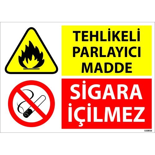 Tehlikeli Patlayıcı Madde Sigara İçilmez Levhası 25x35 cm