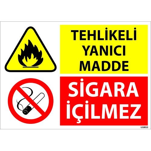 Tehlikeli Yanıcı Madde Sigara İçilmez Levhası 25x35 cm