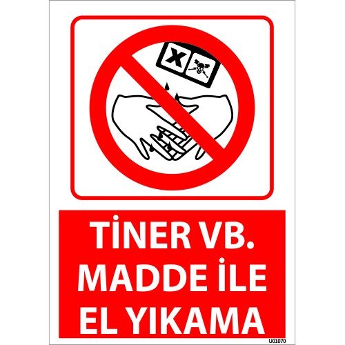 Tiner Vb Madde İle El Yıkama Uyarı Levhası 25x35 cm