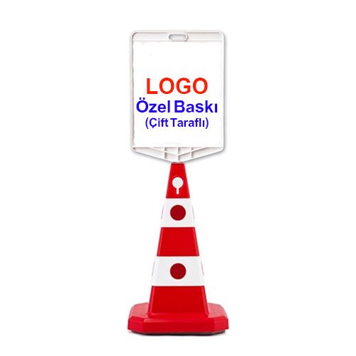 Ultra Kedi Gözlü Trafik Konisi 60 cm + Dikdörtgen Tabela + Baskılı