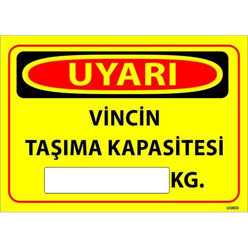 Vincin Taşıma Kapasitesi Kg Levhası 25x35 cm